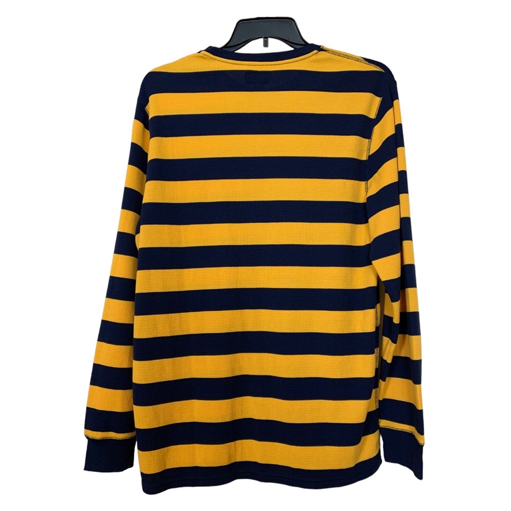 Polo Ralph Lauren Navy Blue and Yellow Striped Waffle Knit Sleep Shirt XL - Picture 2 of 5